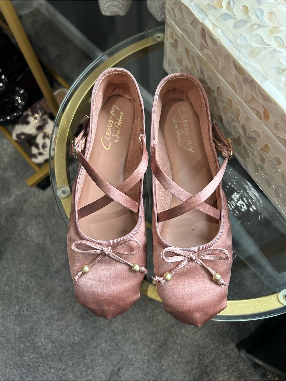 Circus by Sam Edelman Dusty Rose Satin Crisscross Ballet Flats